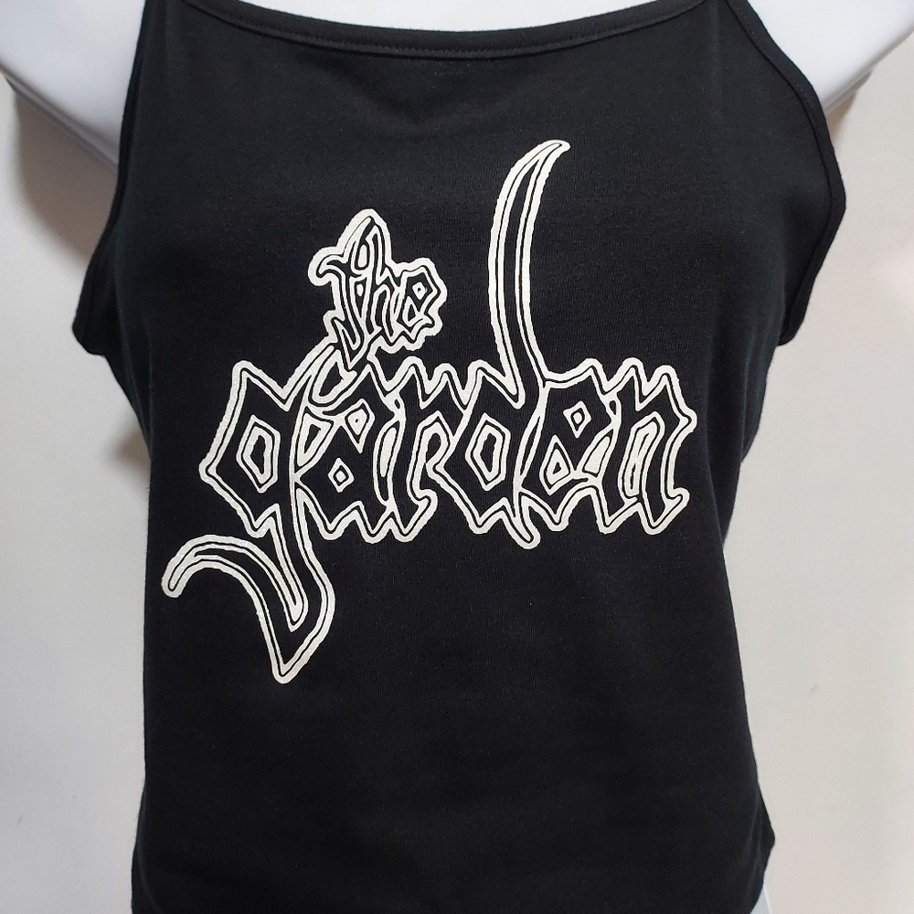 The garden cropped tank white glitter design the garden shirt